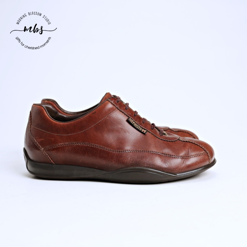 Mephisto Full Grain Leather Soft Air Comfort‎ Lace Up Walking Shoes Brown Men 8